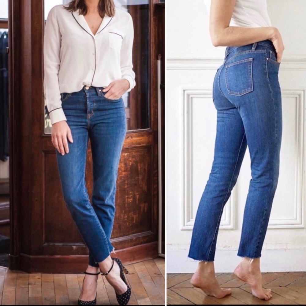 Sezane The Brut Sexy Eco High Raw Straight Jeans